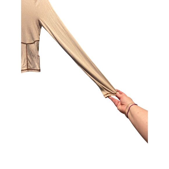 Aritzia Sunday Best Ribbed Corset Stitch Crop Top Beige Size S Neutral Retro - Picture 9 of 12